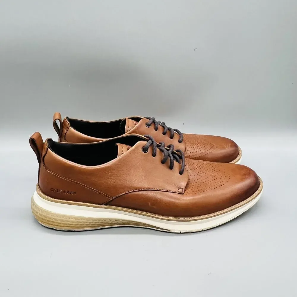 Cole Haan Shoes Men 8.5 Brown Leather Perforated Casual Sneakers Walking Comfort